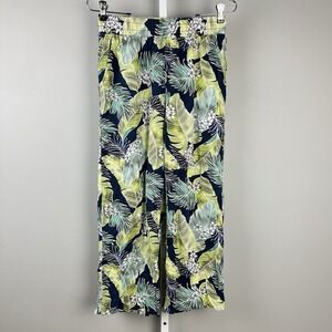 Panama‎ Jack Hawaiian Floral Palazzo Pants Womens Small Linen Blend Pull On